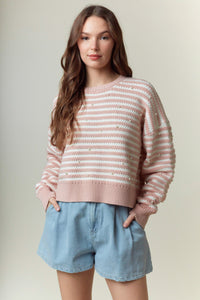 Pink Pearl Striped Sweater