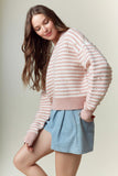 Pink Pearl Striped Sweater