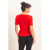 Red Knit Peplum Top