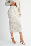 Sequin Applique Floral Maxi Skirt