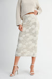 Sequin Applique Floral Maxi Skirt