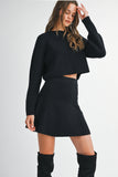 Black Sweater & Flare Skirt Set
