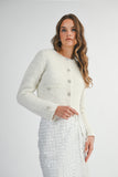 Fuzzy Knit Jewel Button Front Cardigan