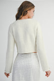 Fuzzy Knit Jewel Button Front Cardigan