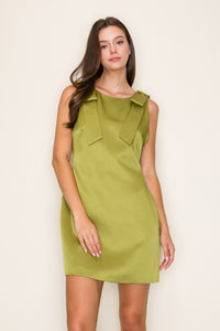 Pistachio Ribbon Shoulder Dress