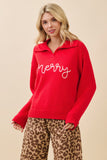Red Merry Collared Sweater