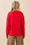 Red Merry Collared Sweater