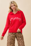 Red Merry Collared Sweater
