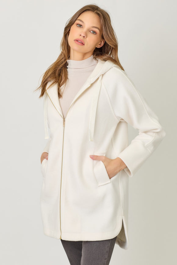 Cream Zip Up Hoodie Jacket