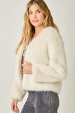 Ivory Faux Fur Open Front Jacket