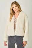 Ivory Faux Fur Open Front Jacket