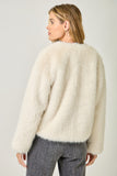 Ivory Faux Fur Open Front Jacket