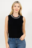 Black Tank w/ Jeweled Neckline