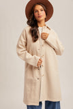 Cream Teddy Long Button Front Coat