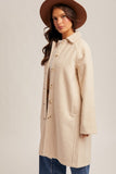 Cream Teddy Long Button Front Coat
