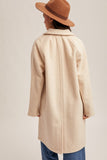Cream Teddy Long Button Front Coat
