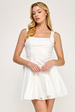 White Scoop Bow Back Dress