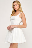 White Scoop Bow Back Dress