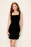 Black Velvet Square Neck Dress