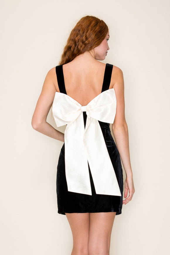 Black Velvet Square Neck Dress