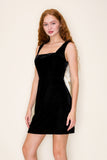 Black Velvet Square Neck Dress