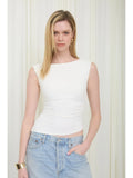 Ivory Fitted Angled Hem Tank