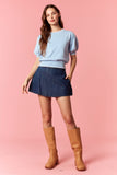 Baby Blue Stitch Puff Sleeve Top