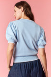 Baby Blue Stitch Puff Sleeve Top
