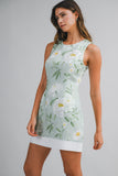 Mint Floral Open Back Mini Dress
