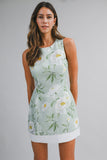 Mint Floral Open Back Mini Dress