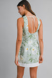Mint Floral Open Back Mini Dress