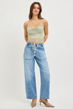 Elastic Waist Patch Pocket Slouchy Pants