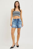 Scalloped Hem Denim Shorts