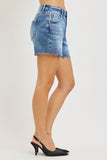 Scalloped Hem Denim Shorts