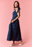 Navy Polka Dot Scalloped Tie Dress