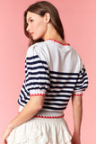 Patriotic Striped Puff Sleeve Top