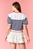 Patriotic Striped Puff Sleeve Top