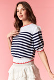 Patriotic Striped Puff Sleeve Top