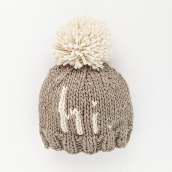 Hi. Pebble Brown Hand Knit Beanie 0-6 mo