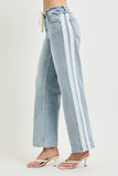 Contrast Stripe Jeans with Drawstring