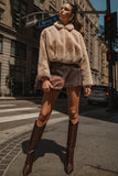 Fur Front Zip Cropped Jacket