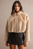 Fur Front Zip Cropped Jacket