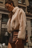 Fur Front Zip Cropped Jacket