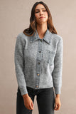 Denim Collar Soft Sweater Cardigan