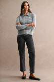 Denim Collar Soft Sweater Cardigan