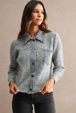 Denim Collar Soft Sweater Cardigan