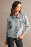 Denim Collar Soft Sweater Cardigan