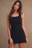 Black Scalloped Scuba Mini Dress