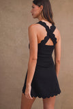 Black Scalloped Scuba Mini Dress