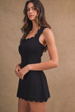 Black Scalloped Scuba Mini Dress